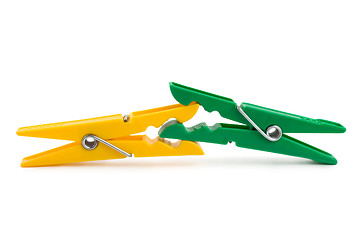 Image showing Photo of Colour clothespins isolated