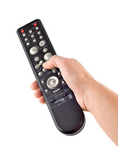 Image showing Remote controller in a hand Isolated