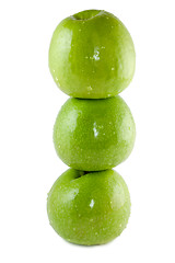 Image showing Three green apples