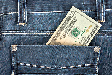 Image showing Twenty dollar in pocket