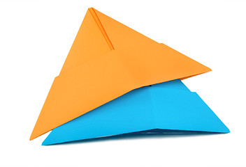 Image showing Orange and blue paper hat