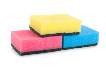 Image showing Three colored sponges