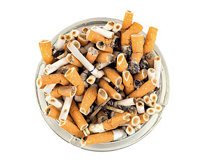 Image showing Cigarettes in an ashtray isolated