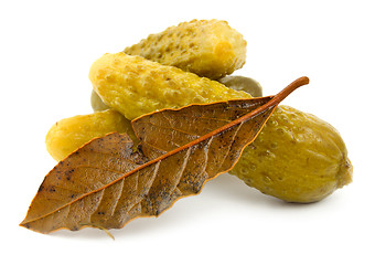 Image showing Salt cucumbers isolated on a white