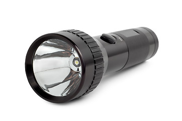 Image showing Black metallic flashlight