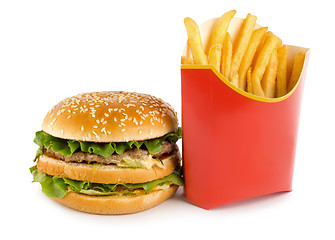 Image showing Hamburger and potato