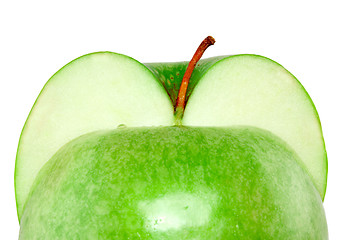 Image showing Two halves of a apple