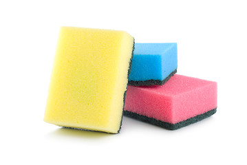 Image showing Three colored sponges isolated