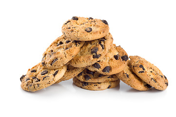 Image showing Stack of chocolate chip cookies isolated