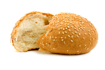 Image showing Two halves of wheat bread isolated