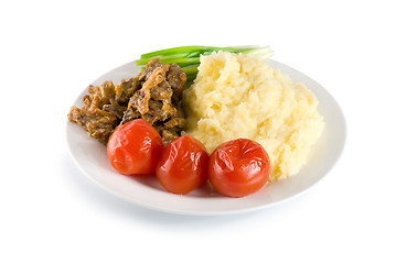 Image showing Cooked potatoes with liver (Path)