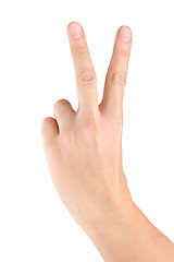 Image showing Hand simulating victory sign isolated