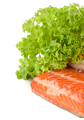 Image showing Salmon and lettuce