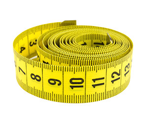 Image showing Curled yellow measuring tape