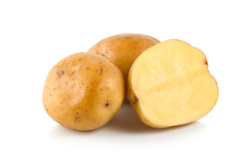 Image showing Three raw potatoes