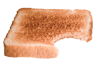 Image showing Whole wheat toast with bite taken out of it