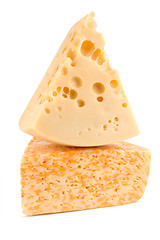 Image showing Two pieces of cheese