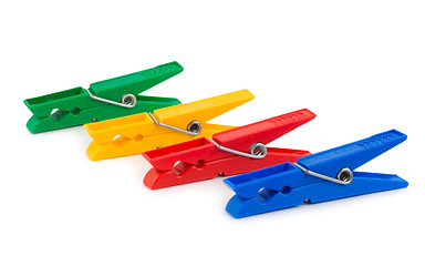 Image showing Coloured clothespins