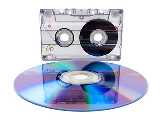 Image showing Audio tape cassette and digital compact disc