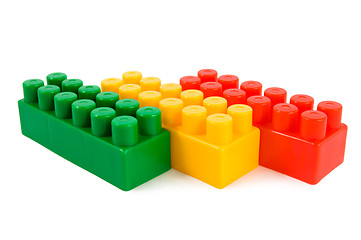 Image showing Stack of colourful building blocks isolated