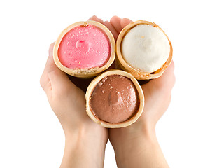 Image showing Ice cream in hands