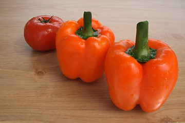 Image showing Fresh peppers and tomato