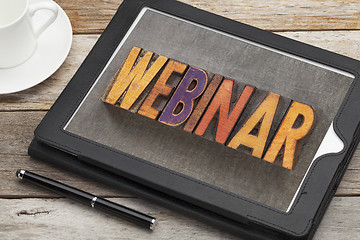 Image showing webinar word on digital tablet