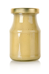 Image showing Glass jar of mustard