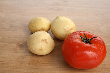 Image showing Fresh tomato and potatoes