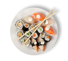 Image showing Sushi and rolls 