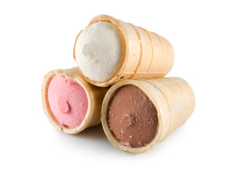 Image showing White brown and red ice cream