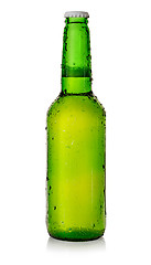 Image showing Beer in a green bottle