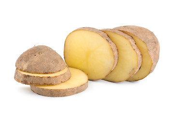 Image showing Cut potatoes isolated on white