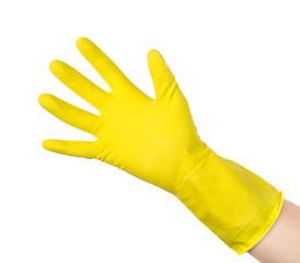 Image showing Yellow cleaning glove isolated