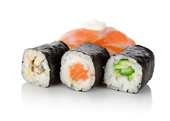 Image showing Sushi and rolls