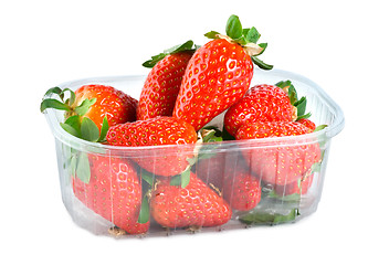 Image showing Strawberries in plastic container