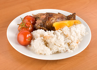 Image showing Rice with meat and vegetables