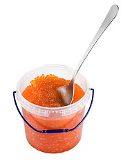 Image showing Red caviar in a plastic container isolated