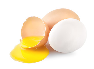 Image showing Broken eggs with a yellow yolk