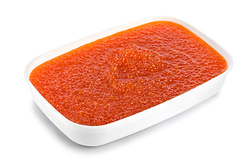 Image showing Red caviar in a plastic container