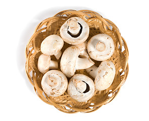Image showing Mushrooms in a wooden basket