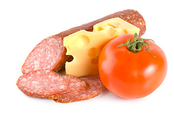 Image showing Cheese, tomato and sausage