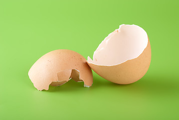 Image showing Egg shell on a green background