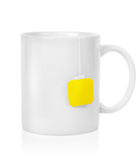 Image showing White cup with a teabag