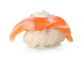 Image showing Sushi salmon sake