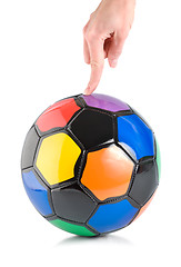 Image showing Soccer ball in hand isolated