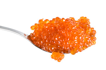 Image showing Red caviar in spoon