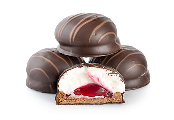 Image showing Chocolate bar with cream isolated