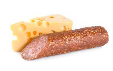 Image showing Cheese and smoked sausage isolated