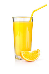 Image showing Orange juice in a glass isolated on a white